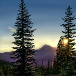 wdptreeline drawing artwork sunset mountains