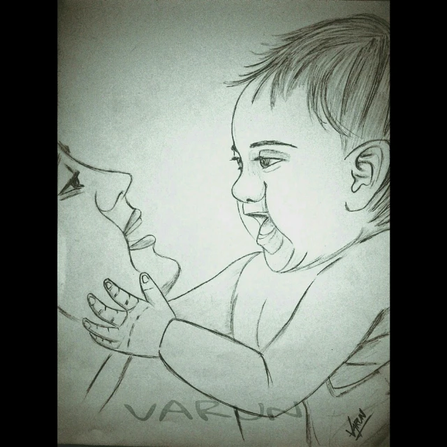 Mother Baby Love Cute Sketch Pencil Art Image By Varun Mother with child baby in pediatric clinic vector. mother baby love cute sketch pencil art
